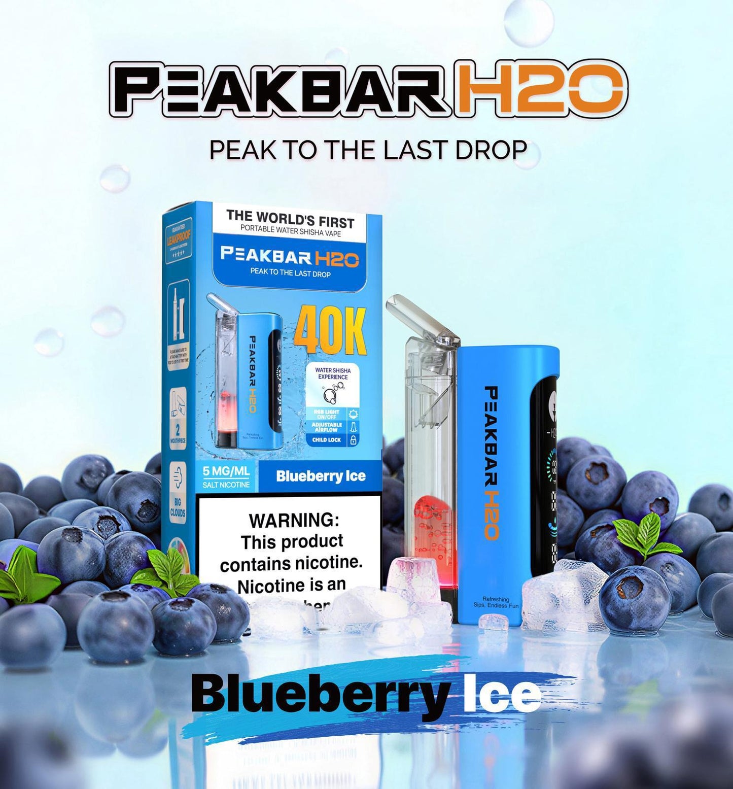 PeakBar H2O 40K Disposable Vape