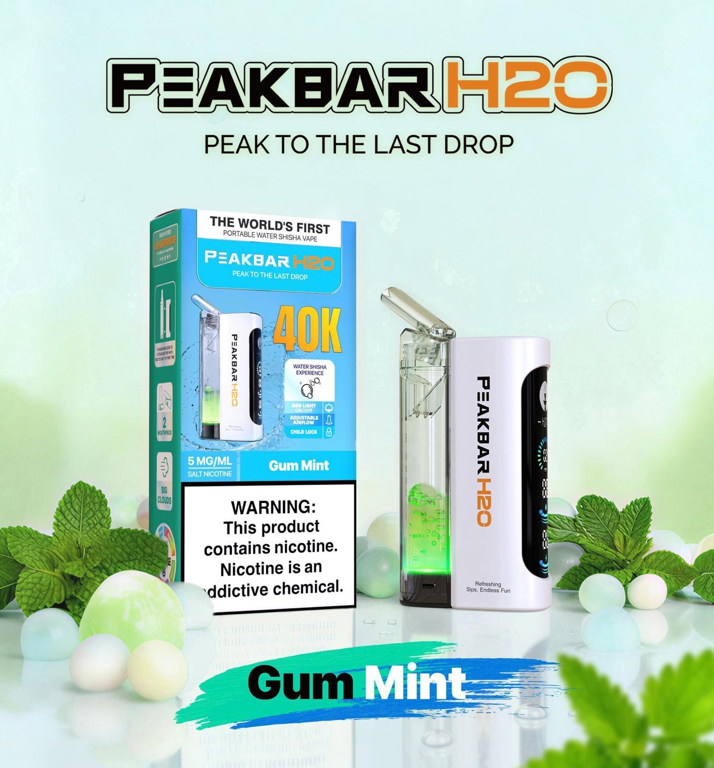 PeakBar H2O 40K Disposable Vape