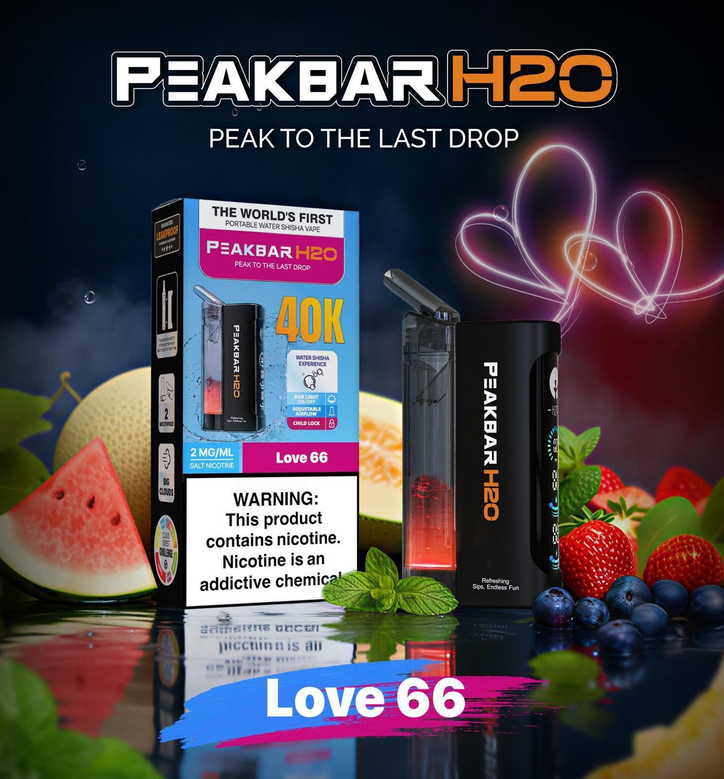 PeakBar H2O 40K Disposable Vape